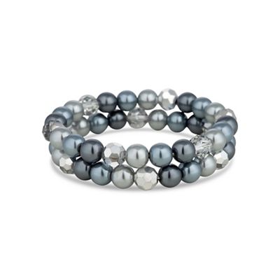 Grey tonal pearl and bead bracelet set